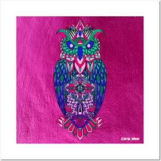 the magical owl in mandala in line art wallpaper ecopop Posters and Art